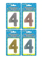 Fancy Glitter Numeral Candle #4 - Asst