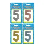 Fancy Glitter Numeral Candle #5 - Asst