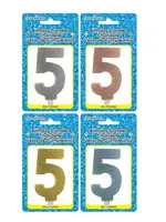 Fancy Glitter Numeral Candle #5 - Asst