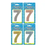 Fancy Glitter Numeral Candle #7 - Asst