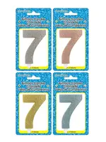 Fancy Glitter Numeral Candle #7 - Asst
