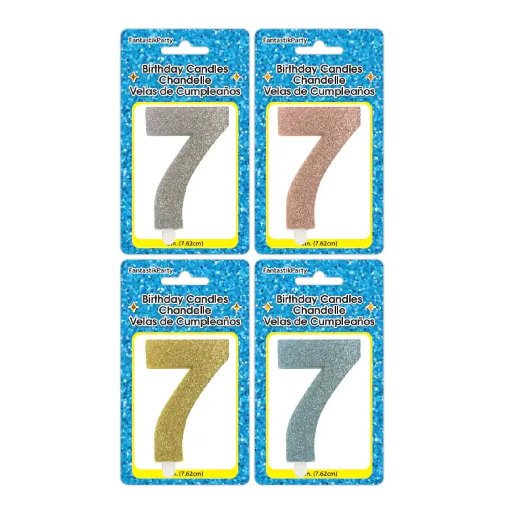 Fancy Glitter Numeral Candle #7 - Asst