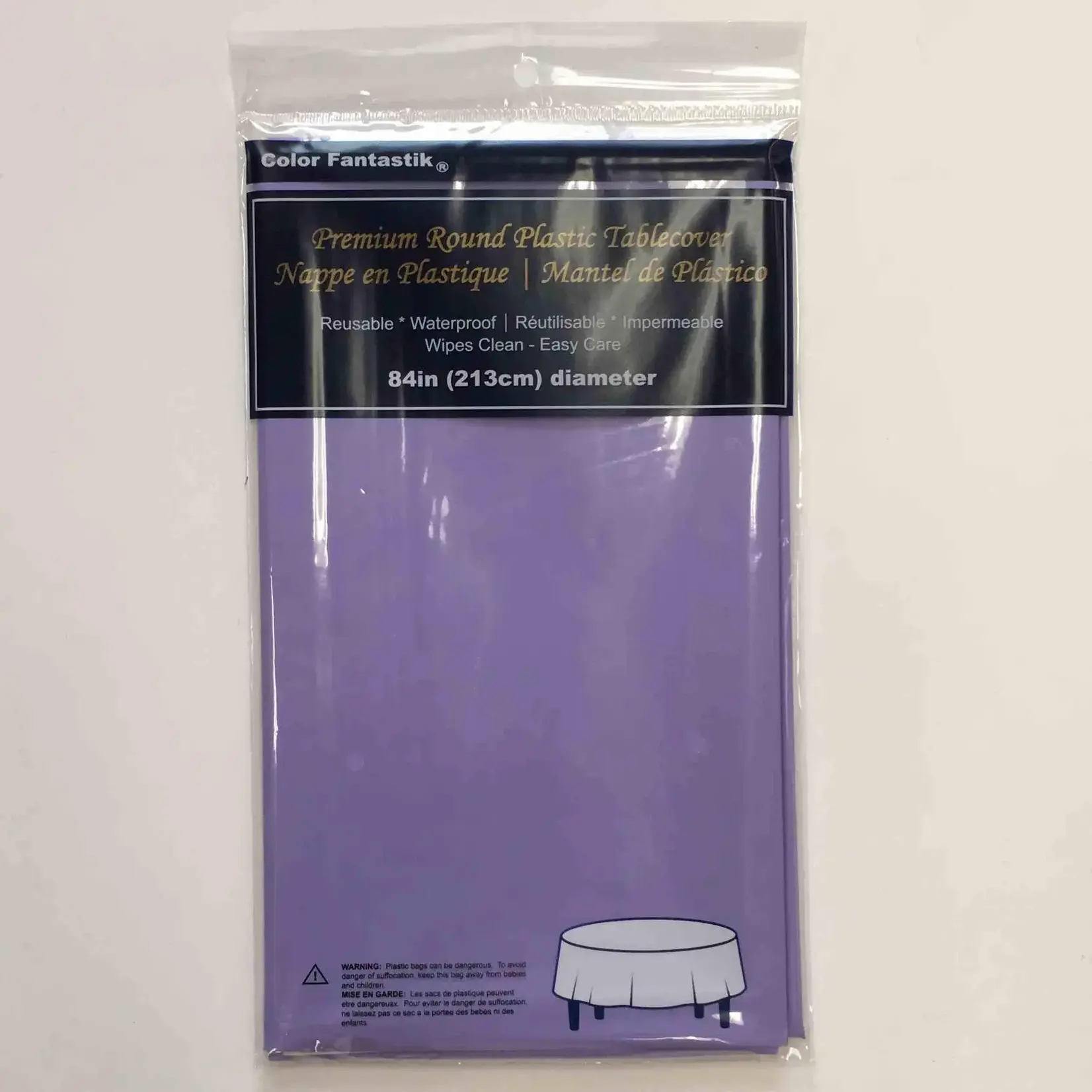 Vinyl Tablecloth 84" Round - Lavender