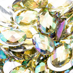 Acrylic Oval Flat Back Rhinestones 18x13mm Yellow AB 200pcs