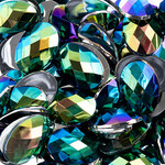 Acrylic Oval Flat Back Rhinestones 18x13mm Green AB 200pcs