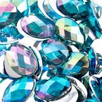 Acrylic Oval Flat Back Rhinestones 18x13mm Turquoise AB 200pcs
