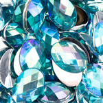 Acrylic Oval Flat Back Rhinestones 18x13mm Aqua AB 200pcs