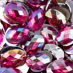 Acrylic Oval Flat Back Rhinestones 18x13mm Fuchsia AB 200pcs