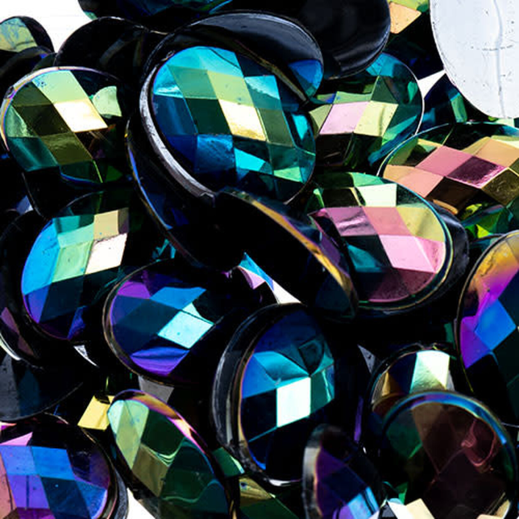 Acrylic Oval Flat Back Rhinestones 18x13mm Black AB 200pcs