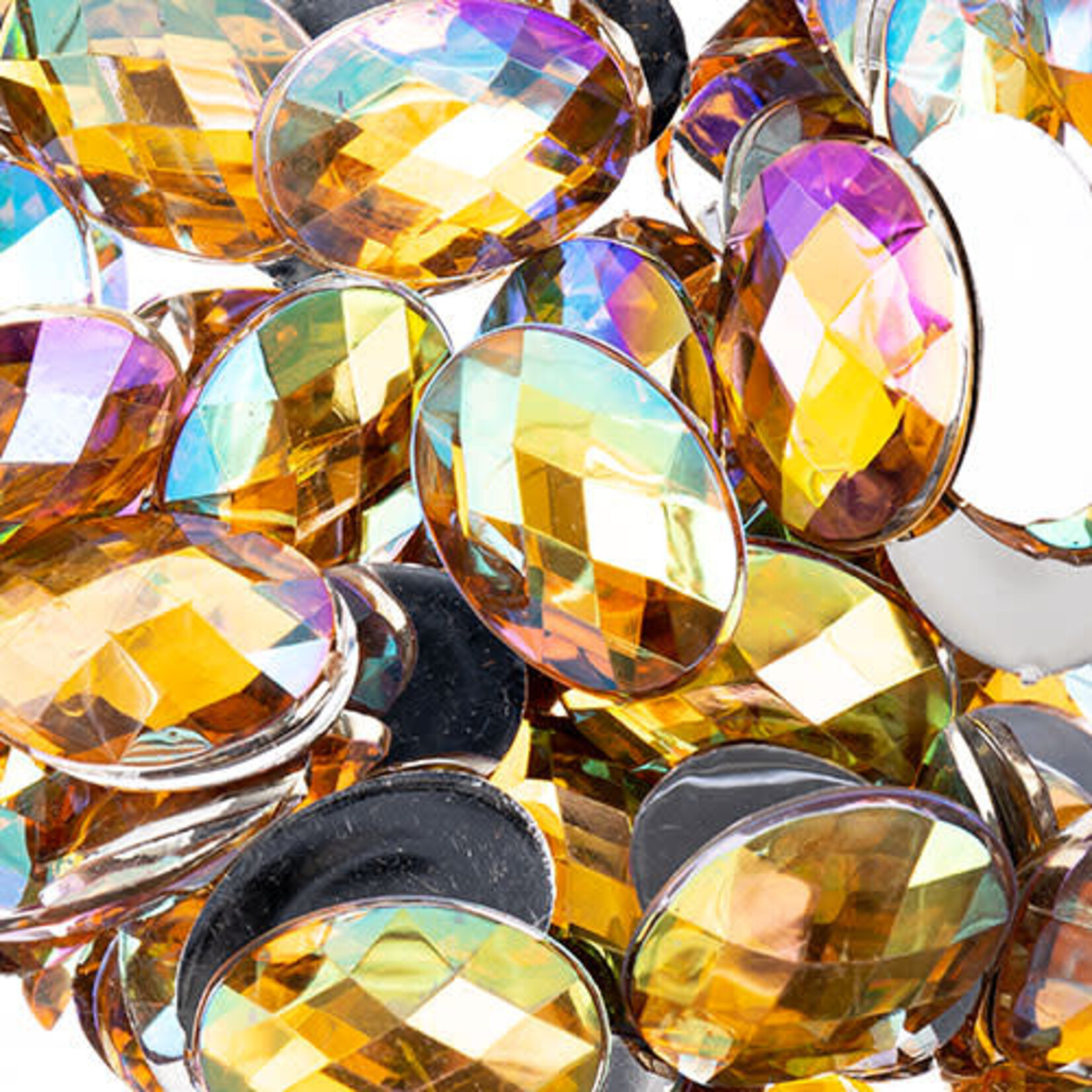 Acrylic Oval Flat Back Rhinestones 18x13mm Gold AB 200pcs