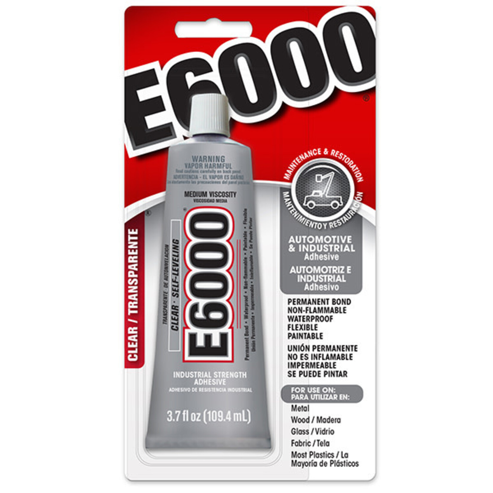 E6000 With Header Clear Industrial Strength Adhesive (3.7oz)