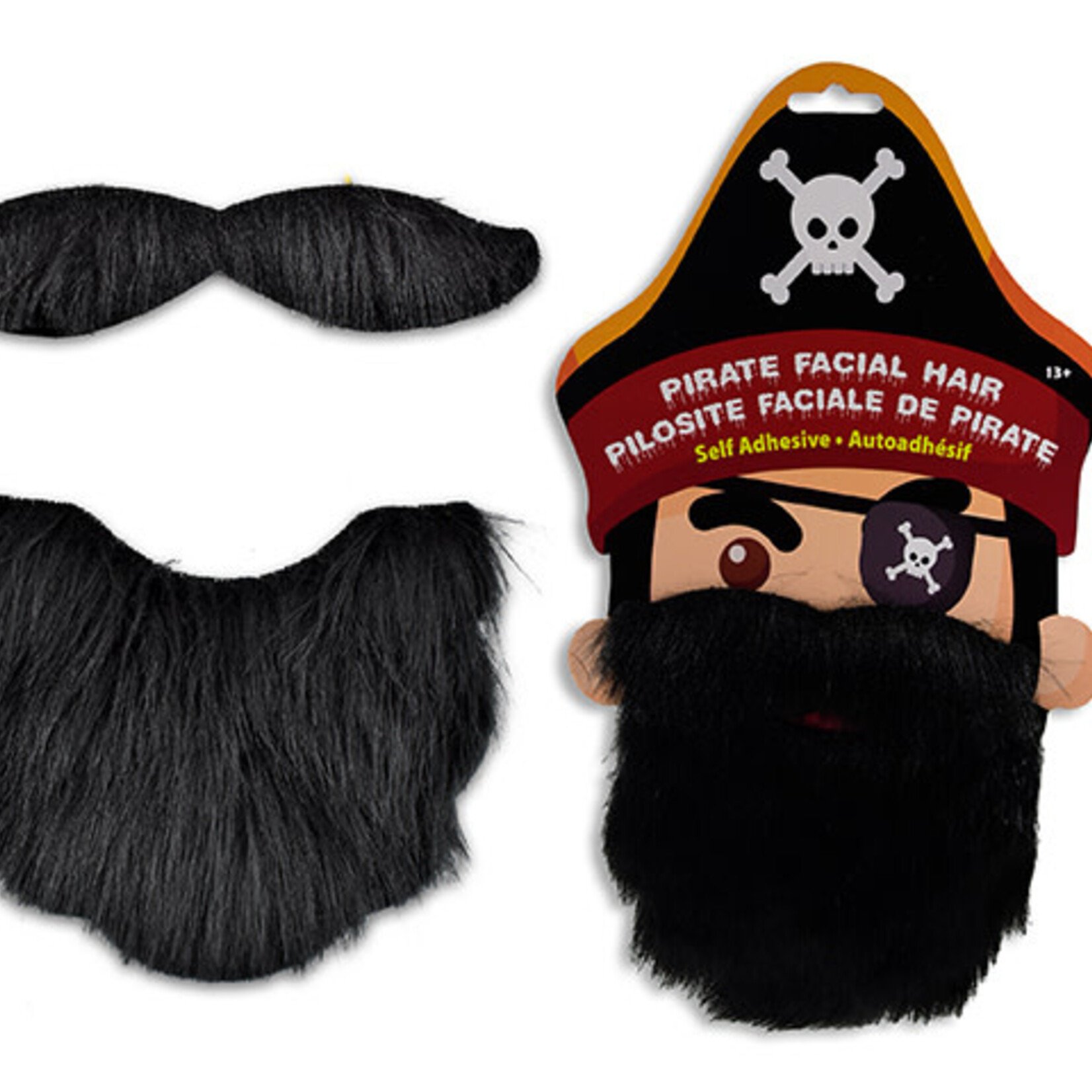 Pirate Self Adhesive Facial Hair Set. Incl- Moustache & Beard