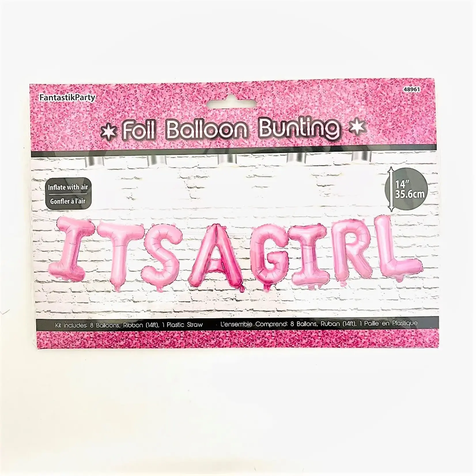Fantastik Party 16" It's A Girl Foil Balloons Bunting Pink