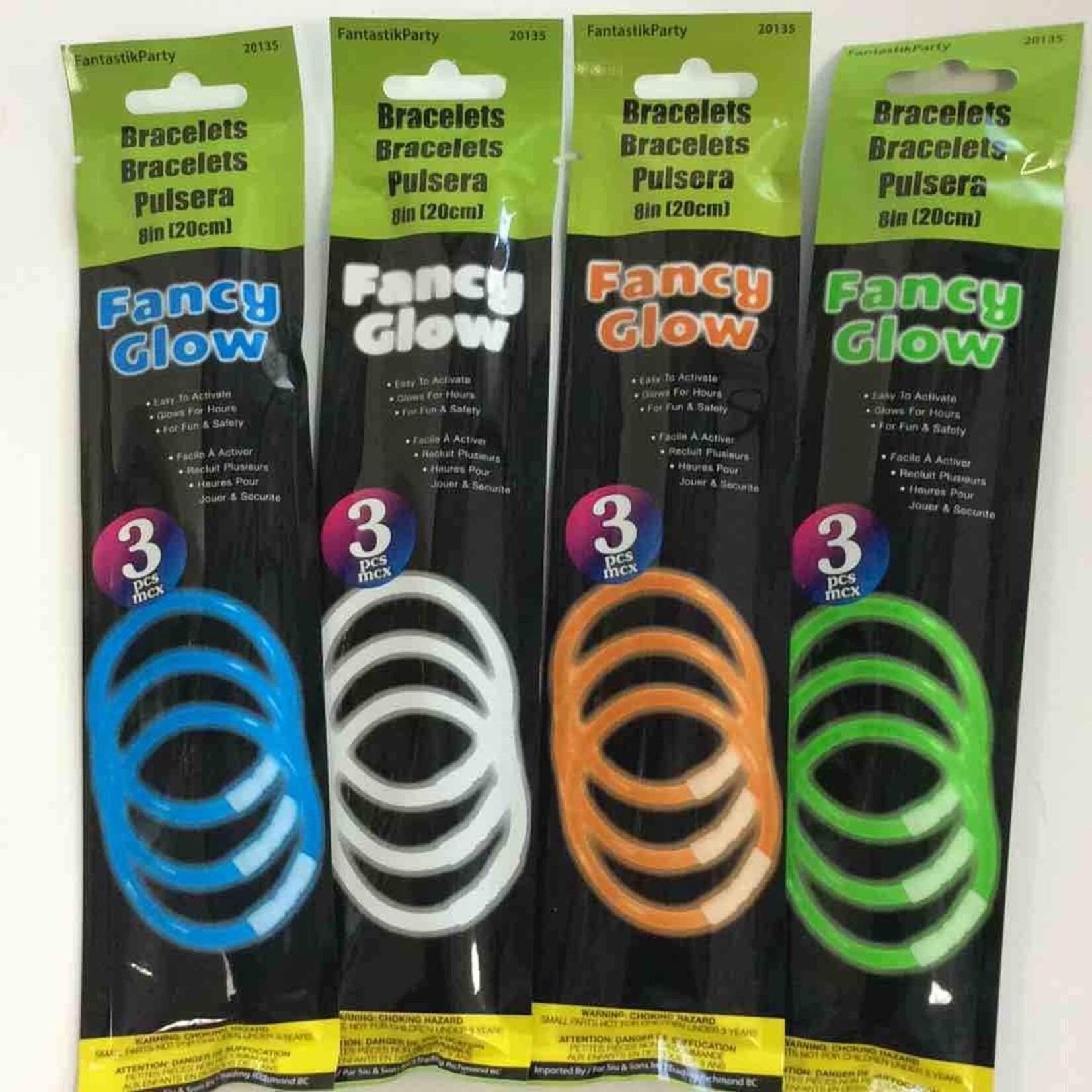 Glow Bracelets Assorted Colours 8 Inches - 3 Bracelets