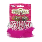 Birthday Princess Tiara With Boa Silver 4.5X5.5 Inches