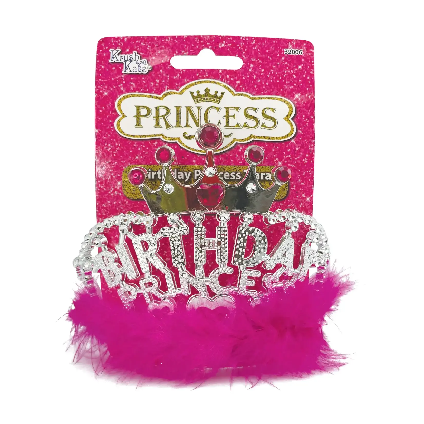 Birthday Princess Tiara With Boa Silver 4.5X5.5 Inches