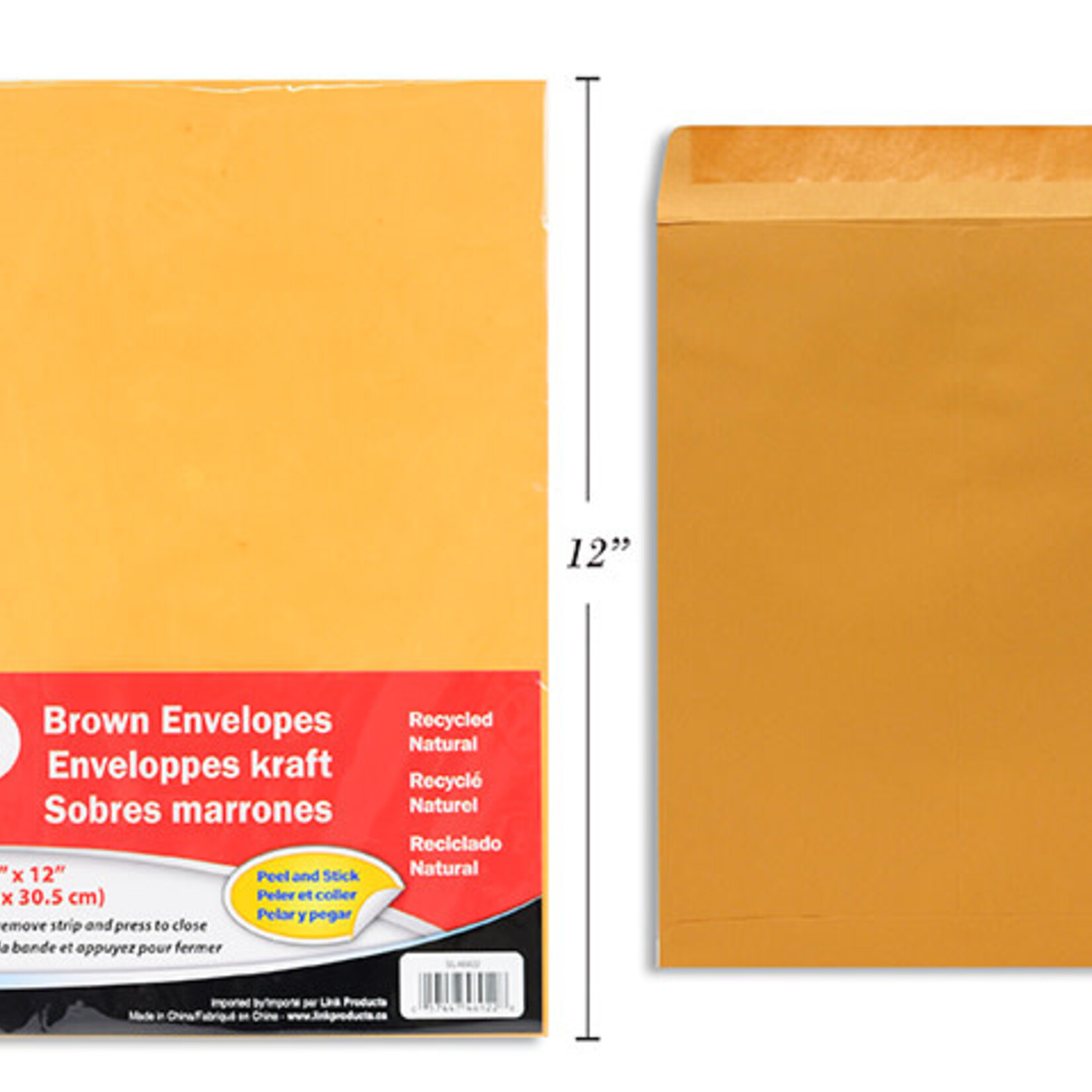 Peel & Seal Kraft Envelopes 9" x 12" 5/Pk