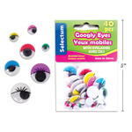 Googly Eyes With Eyelashes (Size 0.3"-0.8") 40/Pcs - Asst Colours
