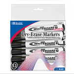 Bazic Bazic Chisel Tip Dry-Erase Markers (Whiteboard) - Black