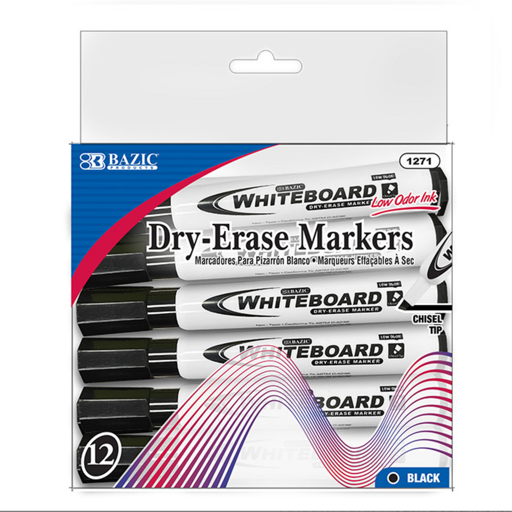 Bazic Bazic Chisel Tip Dry-Erase Markers (Whiteboard) - Black