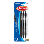 Bazic Bazic Optima Black Oil-Gel Ink Retractable Pen W/Grip (3/Pk)