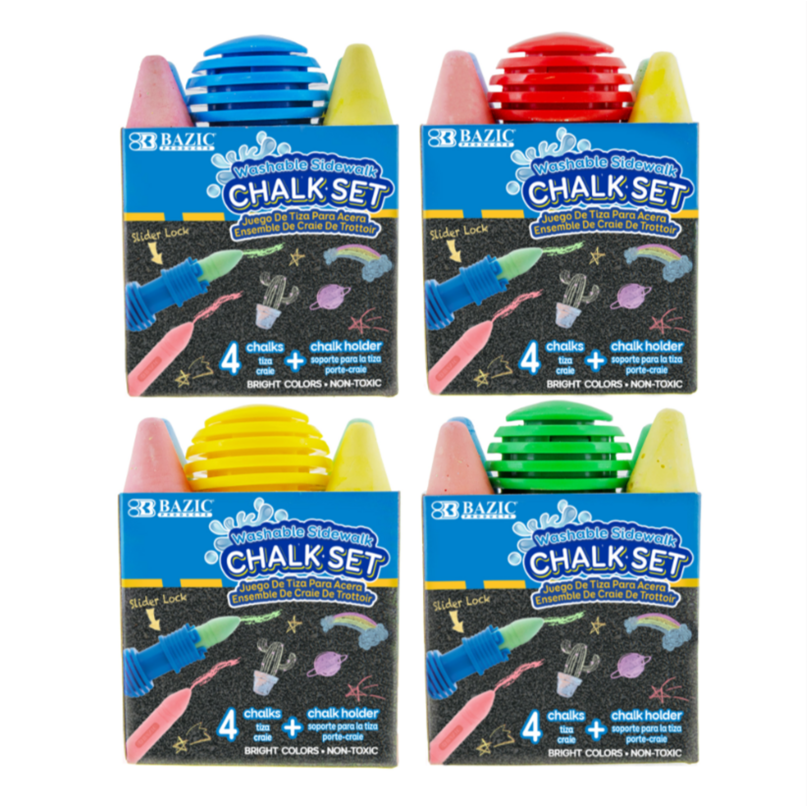 Bazic Bazic 4 Jumbo Sidewalk Chalks & 1 Chalk Holder