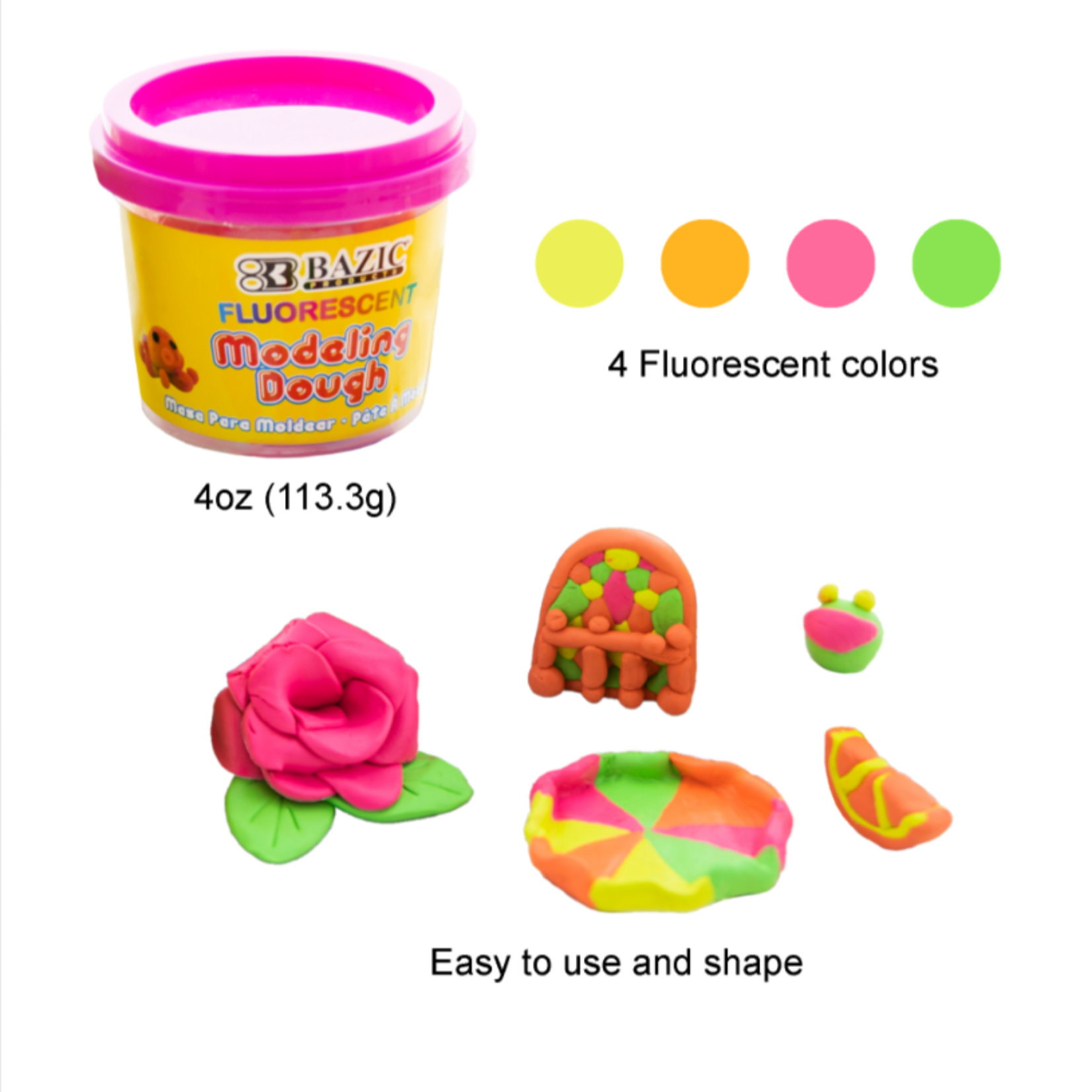 Bazic Bazic Fluorescent Color Modeling Dough 4oz (4/Pk)