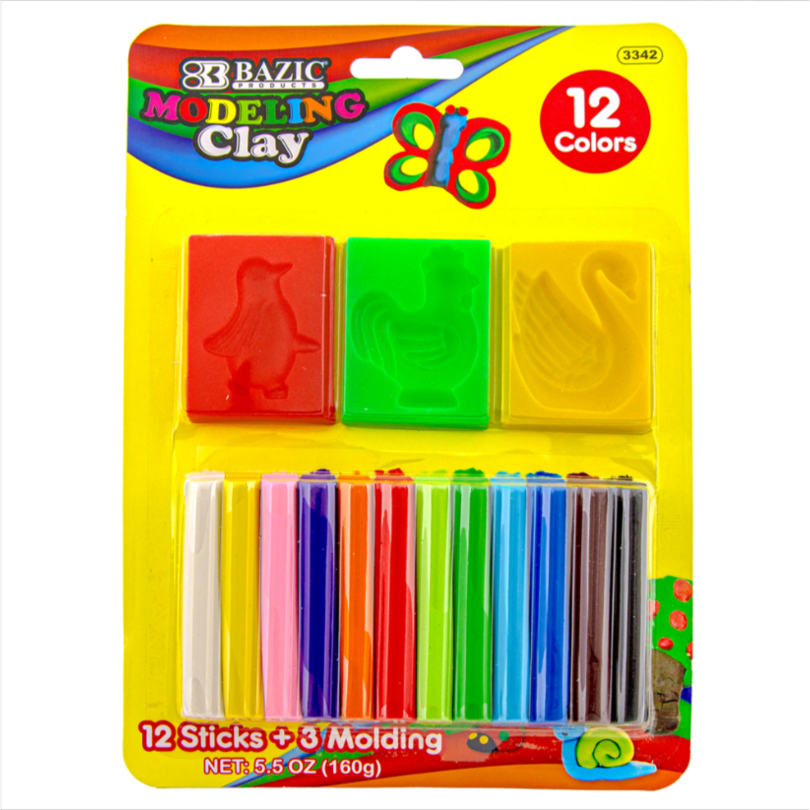 Bazic Bazic 12 Color Modeling Clay Sticks W/3 Molding 160g
