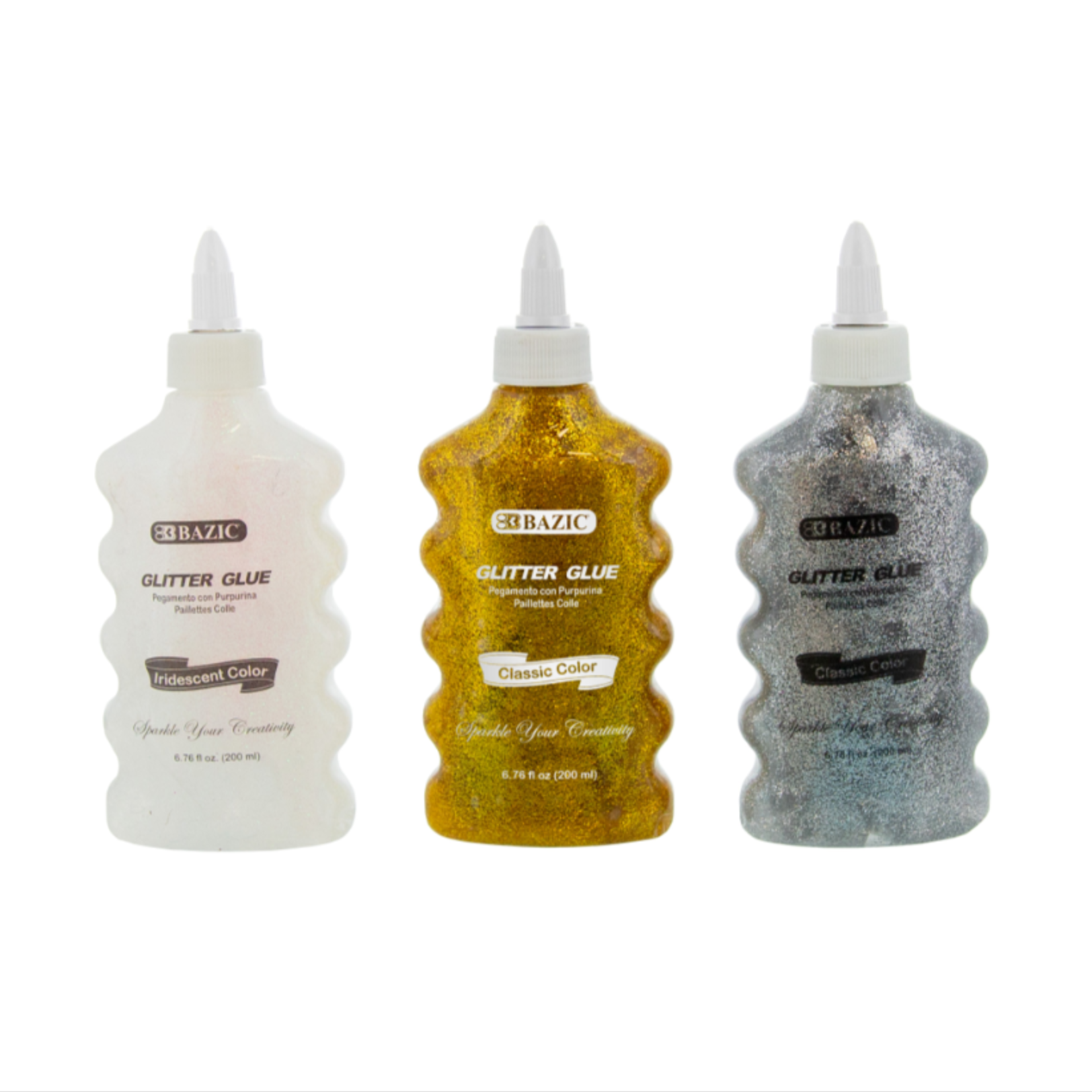 Bazic Bazic Glitter Glue 200ml - Iridescent/Silver/Gold