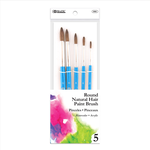 Bazic Bazic Round Natural Hair Paint Brush (5/Pk)