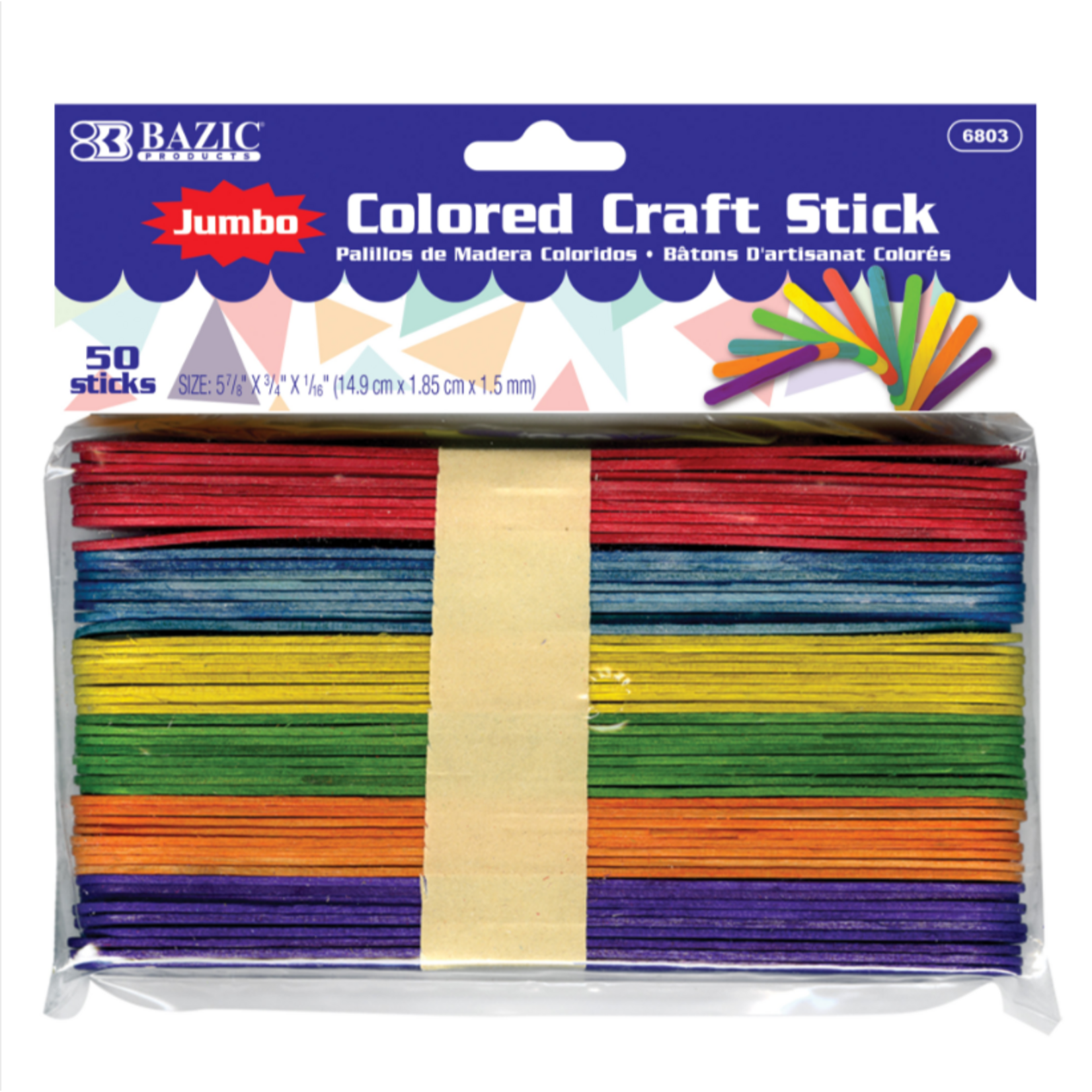 Bazic Bazic Jumbo Colored Craft Stick (50/Pk)