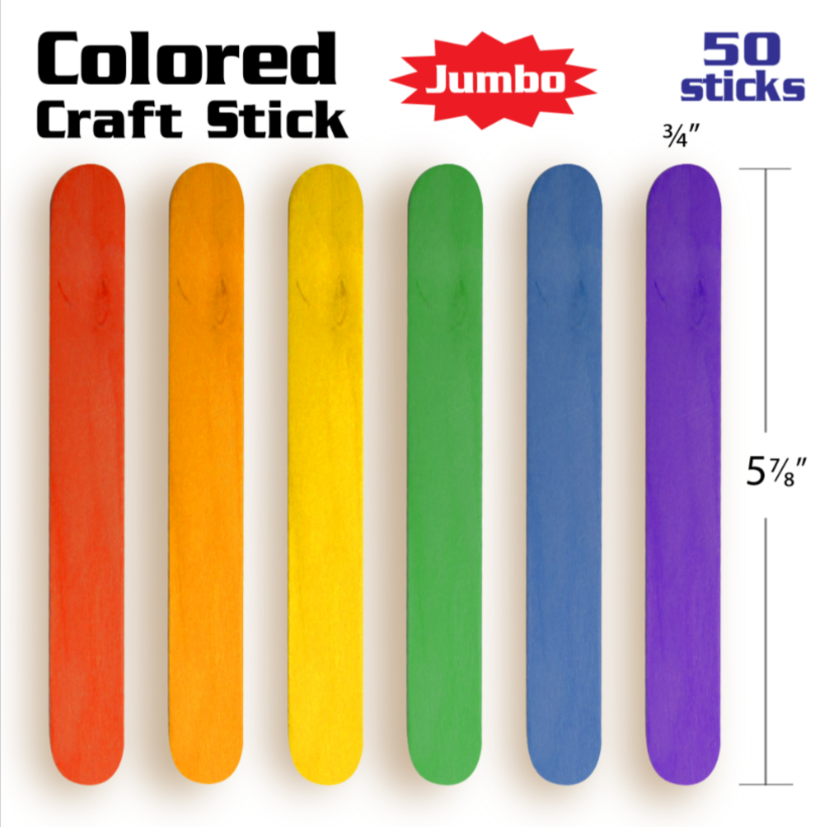 Bazic Bazic Jumbo Colored Craft Stick (50/Pk)