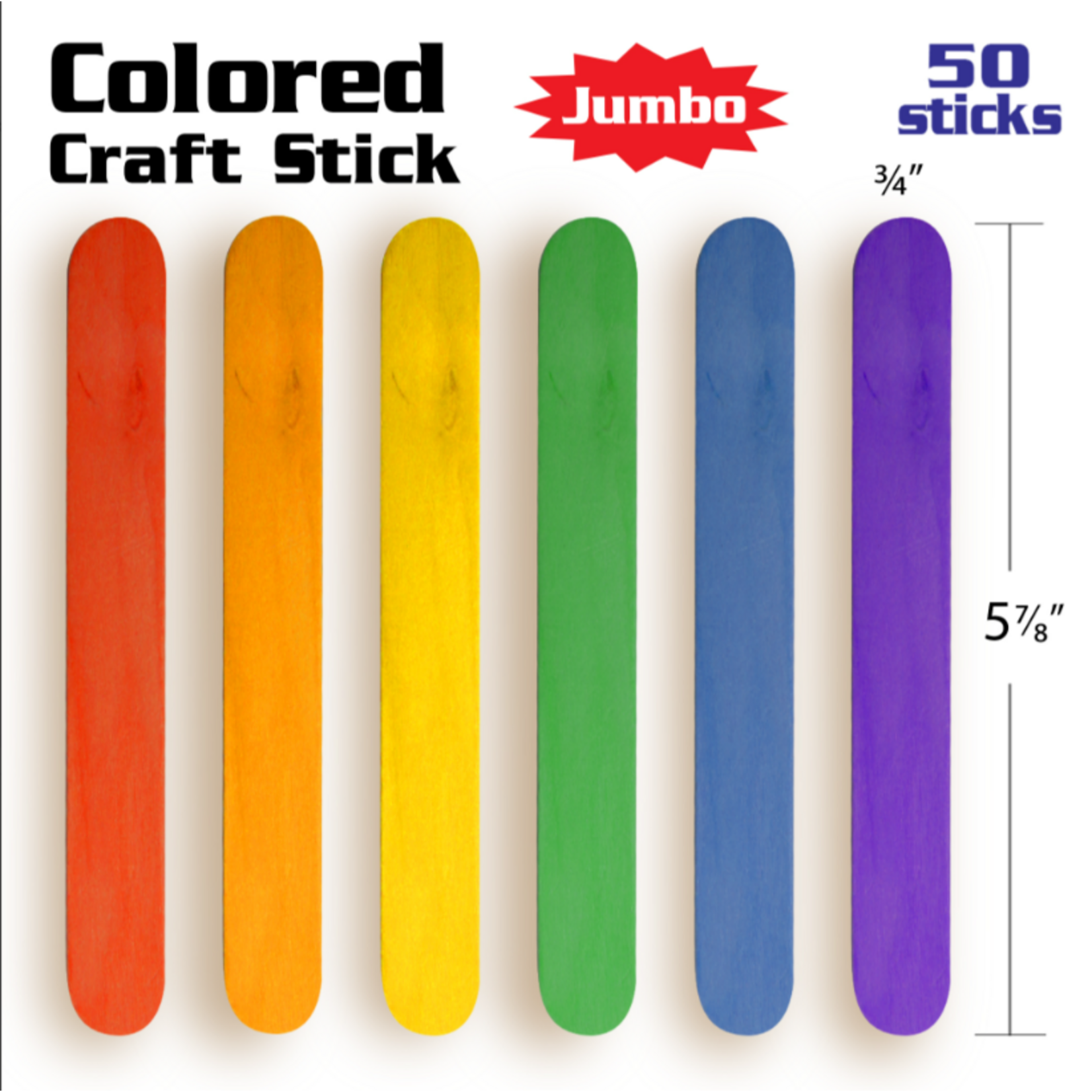 Bazic Bazic Jumbo Colored Craft Stick (50/Pk)