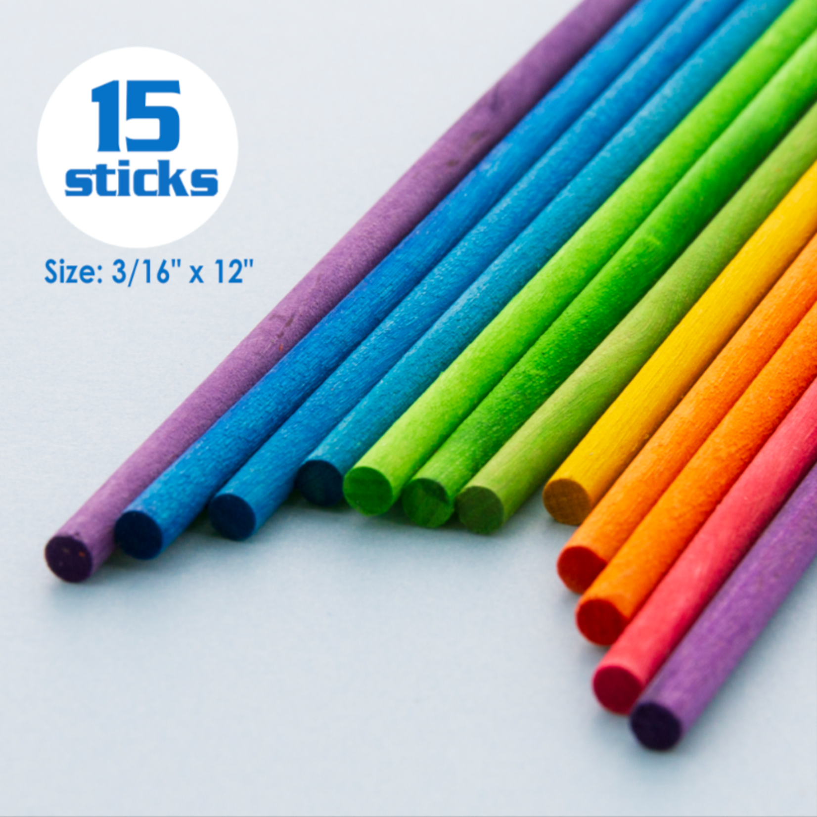 Bazic Bazic Round Multi-Colored Wooden Dowel 3/16"x12" (15/Bag)