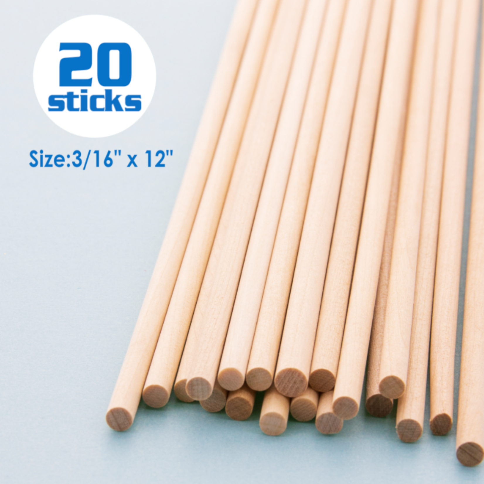 Bazic Bazic Round Natural Wooden Dowel 3/16"x12"(20/Bag)