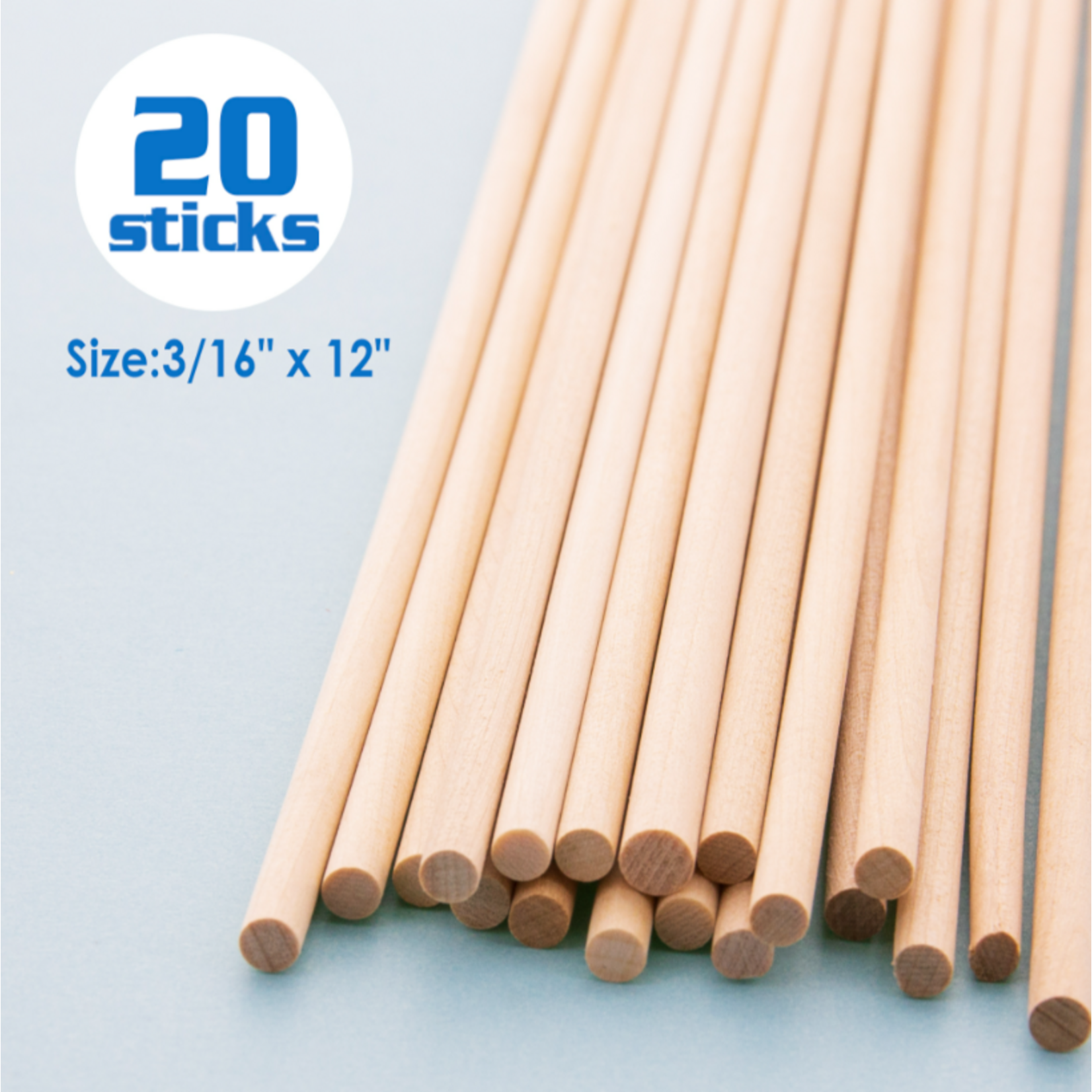 Bazic Bazic Round Natural Wooden Dowel 3/16"x12"(20/Bag)
