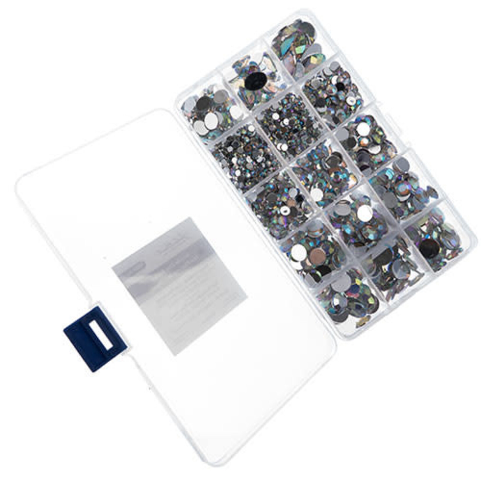 Acrylic Flat Back Rhinestones Box Assted Sizes 77g - Crystal AB