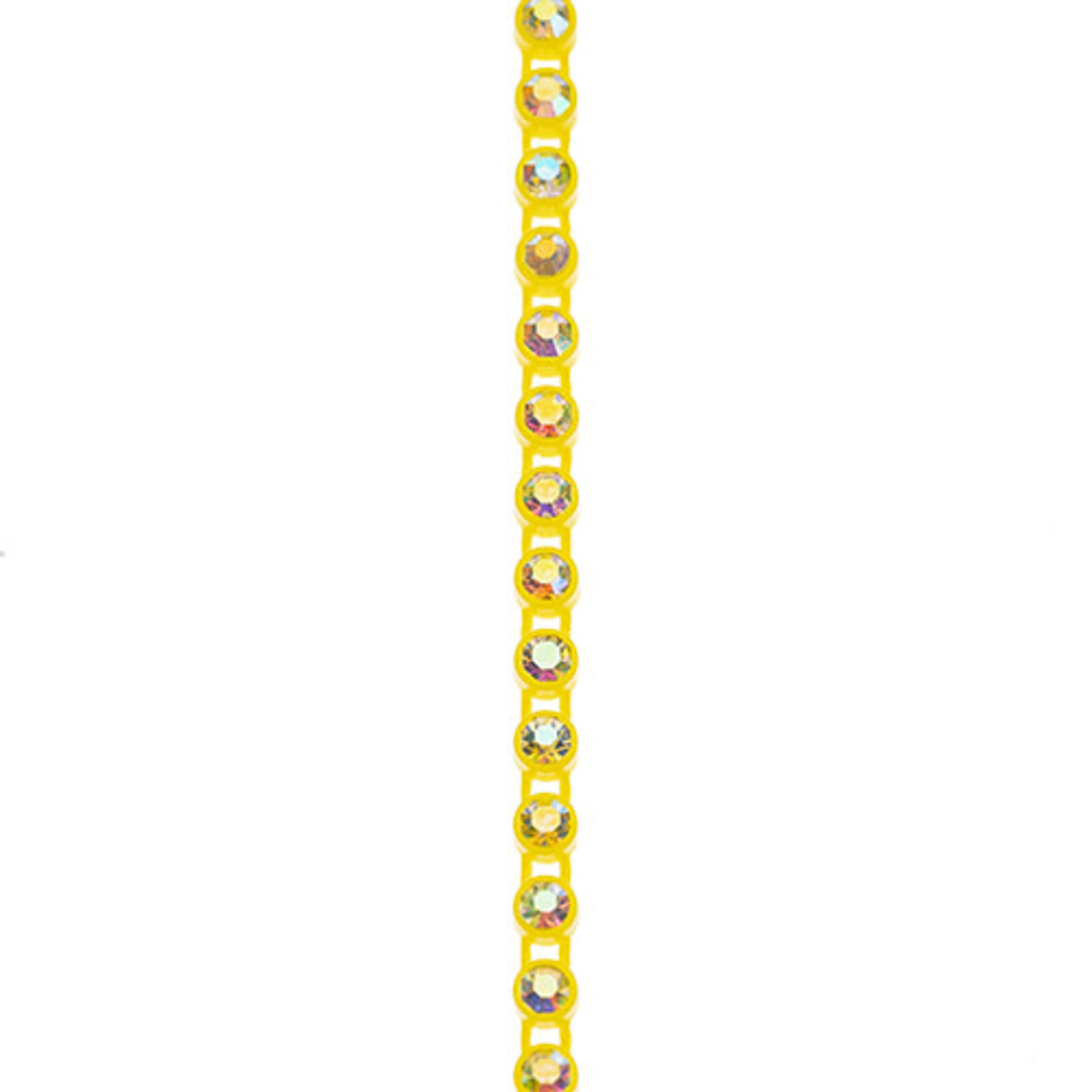 Crystal Lane Rhinestone Banding 10Yds 1Row SS8 Lemon Casing - Crystal AB