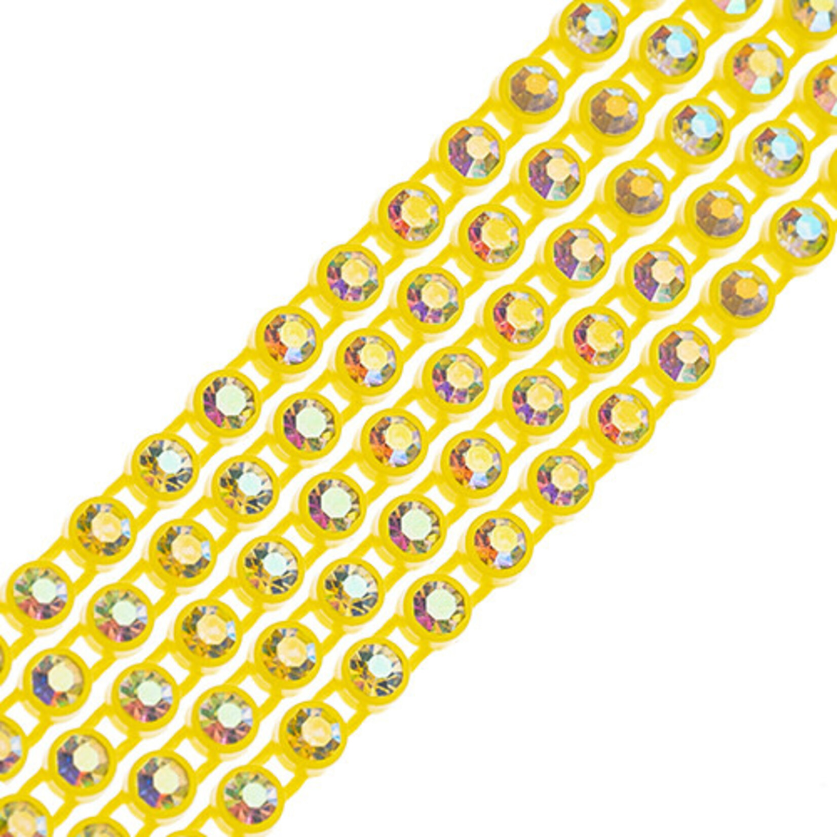 Crystal Lane Rhinestone Banding 1Yd 1Row SS8 Lemon Casing - Crystal AB