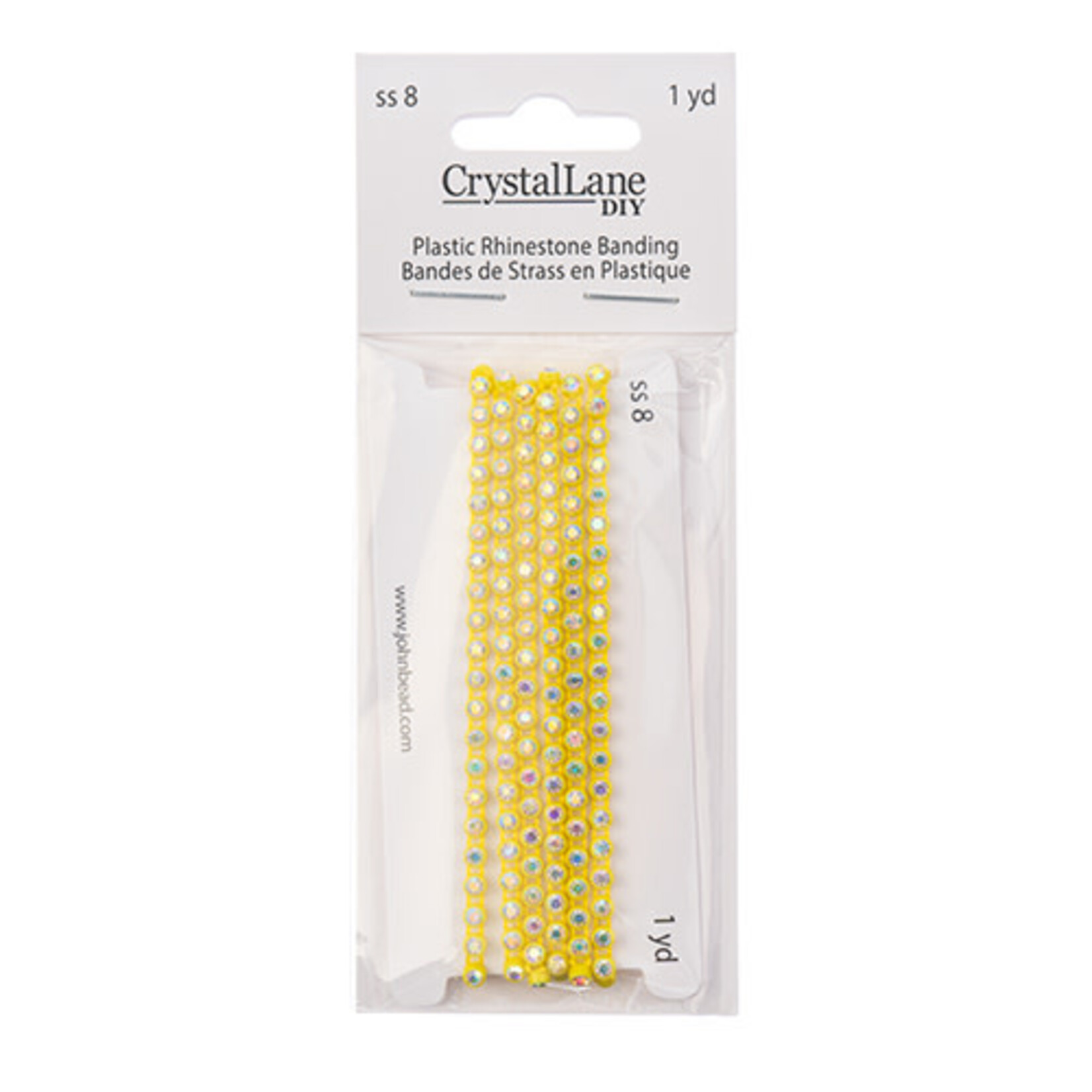Crystal Lane Rhinestone Banding 1Yd 1Row SS8 Lemon Casing - Crystal AB