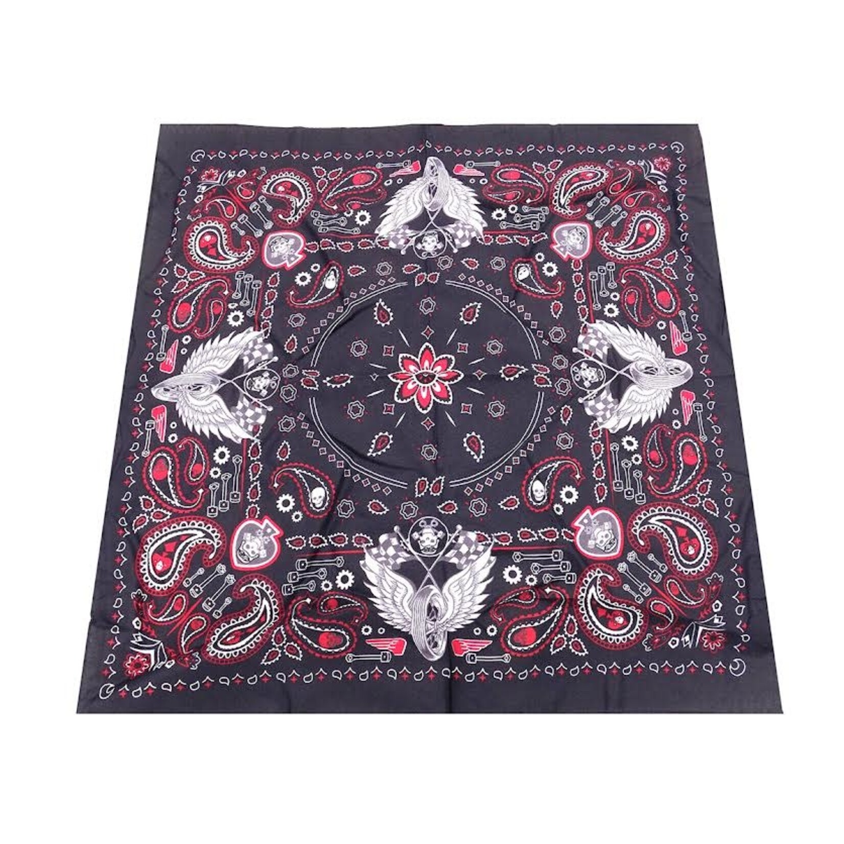 Bandana Patterned Paisley Skull with Wings