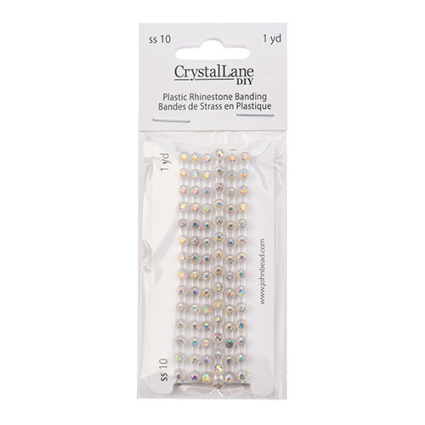 Crystal Lane Rhinestone Banding 1Yd 1Row SS10 Transparent Casing - Crystal AB