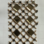 Rhinestone Fish  Net with Square Double Stone - Nude/Gold