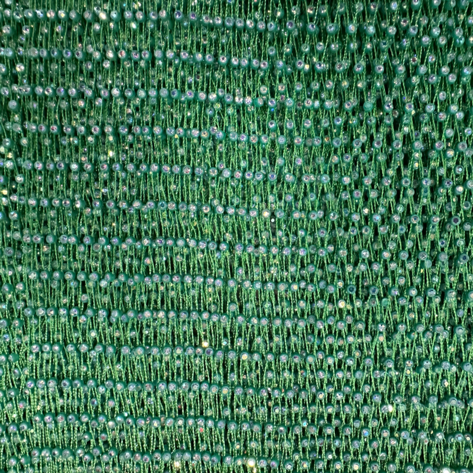 Polyester Spandex Mesh with AB Stones - Green