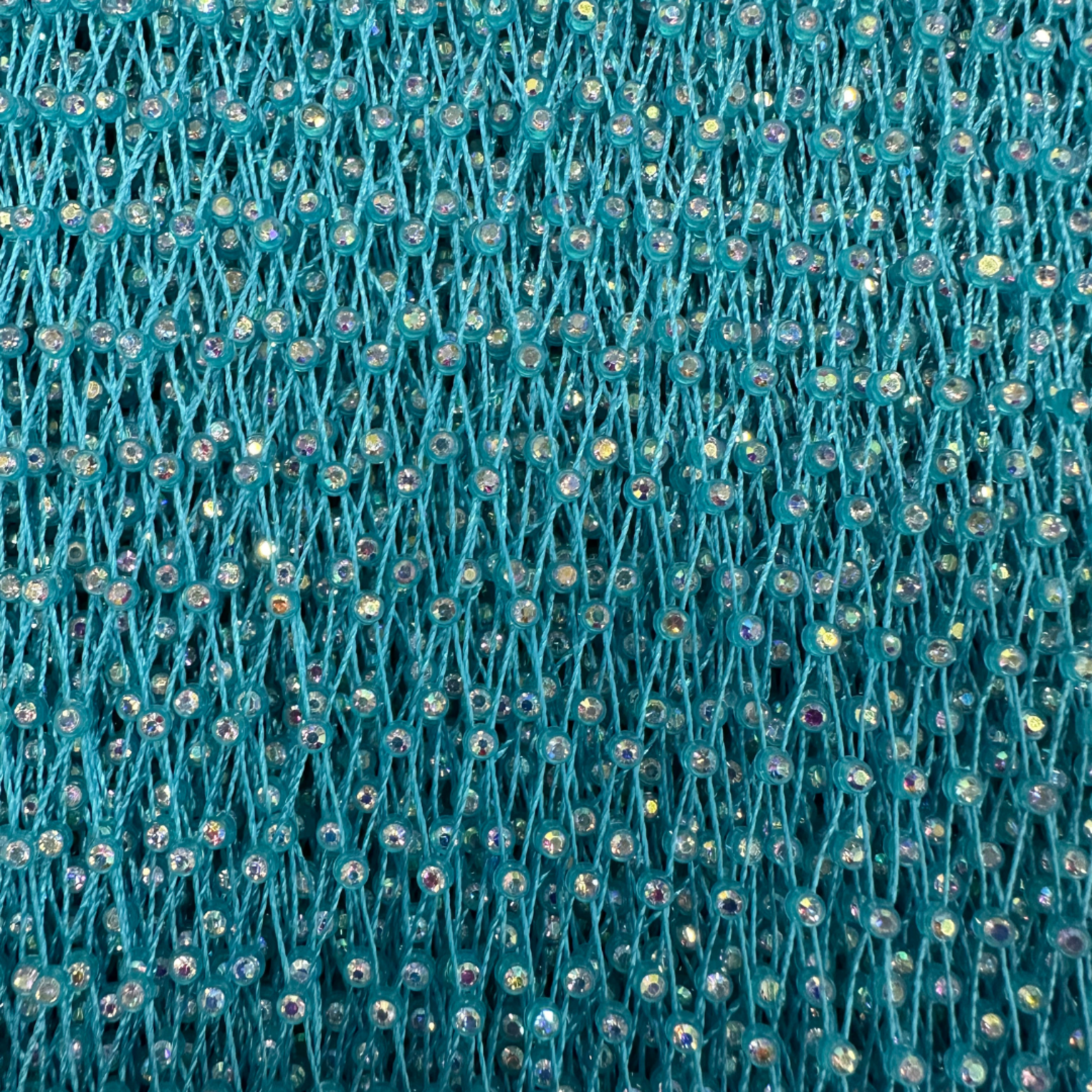 Polyester Spandex Mesh with AB Stones - Marine