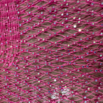 Polyester Spandex Mesh with AB Stones - Neon Pink