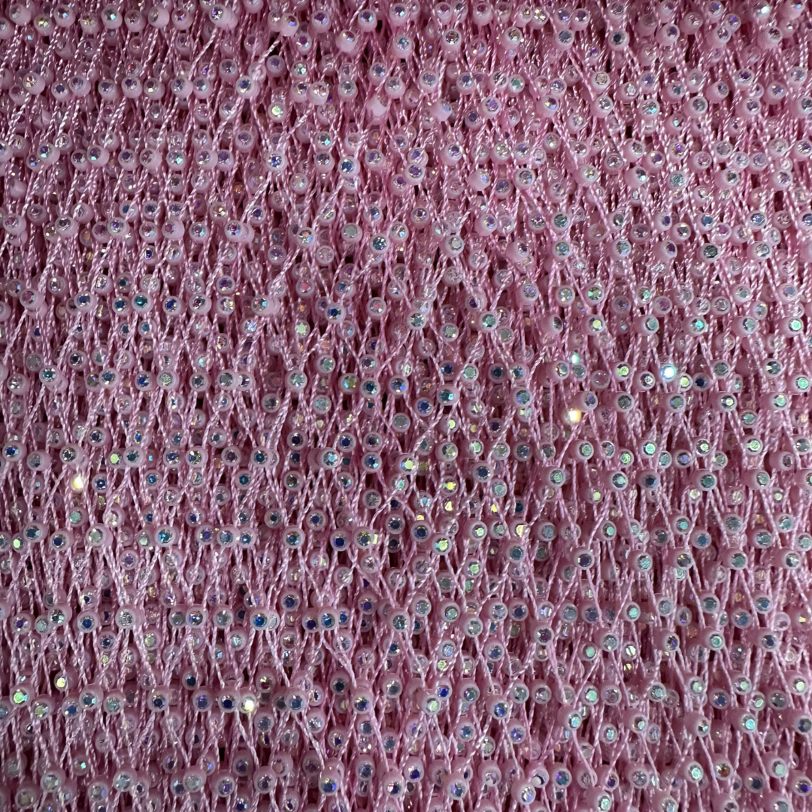 Polyester Spandex Mesh with AB Stones - Pink