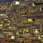 Poly Mesh with Embroidery Spangle Rhinestone - Gold