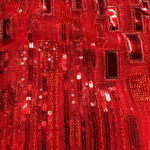Poly Mesh with Embroidery Spangle Rhinestone - Red