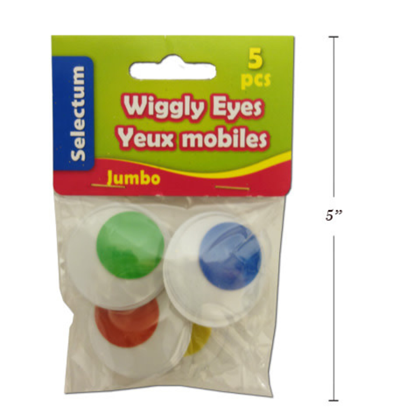 Wiggly Jumbo Eyes Asst Colours 1.5" 5/Bag